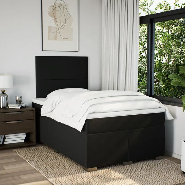 vidaXL Sommier &agrave; lattes de lit avec matelas noir 120x190 cm tissu