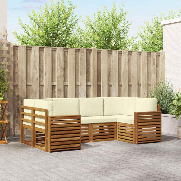 vidaXL Ensemble de canap&eacute; d'angle avec coussin 6 pcs Naturel et Cr&egrave;me