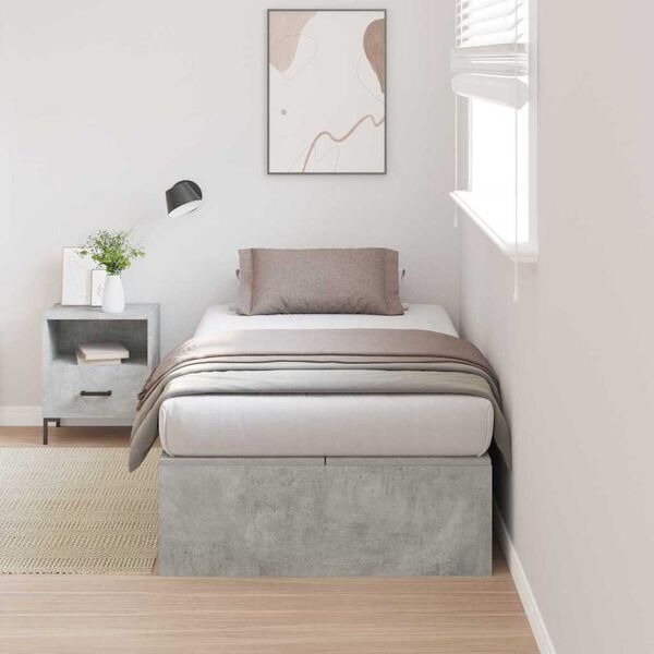 vidaXL Cadre de lit avec rangement Gris béton 70 x 190 cm