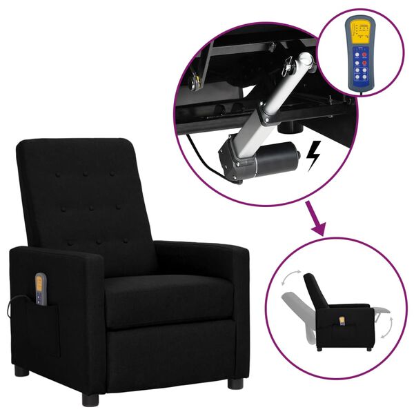 vidaXL Fauteuil de massage Noir Tissu