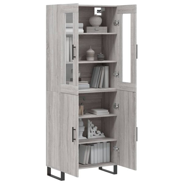 vidaXL Buffet haut Sonoma gris 69,5x34x180 cm Bois d'ing&eacute;nierie