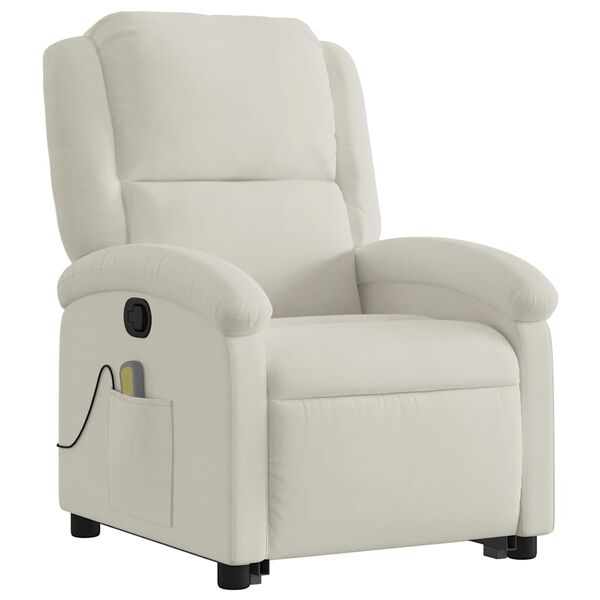 vidaXL Fauteuil de massage inclinable Cr&egrave;me Velours