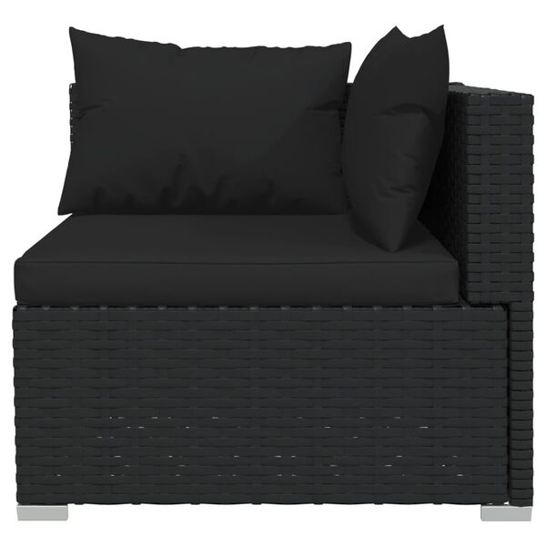 vidaXL Salon de jardin 8 pcs avec coussins R&eacute;sine tress&eacute;e Noir