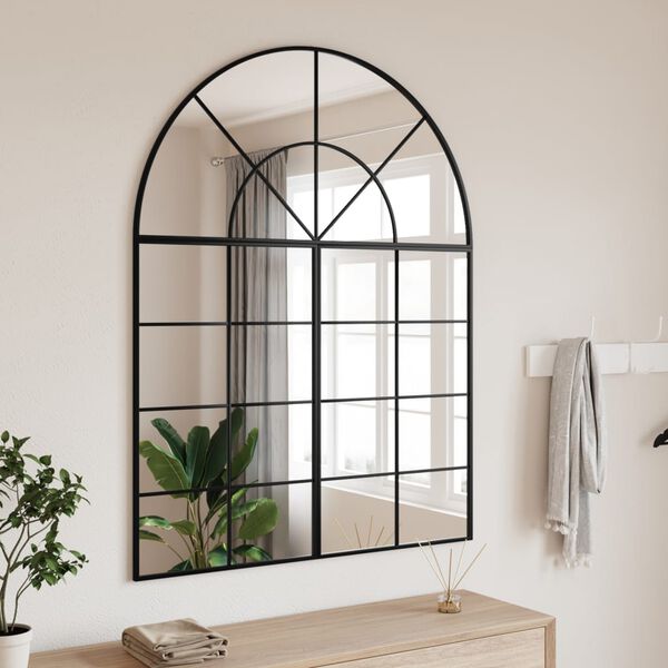 vidaXL Miroir mural noir 100x130 cm arche fer