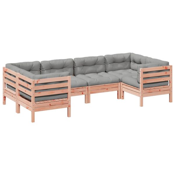 vidaXL Salon de jardin 6 pcs et coussins bois massif sapin de douglas
