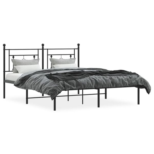 vidaXL Cadre de lit m&eacute;tal sans matelas et t&ecirc;te de lit noir 160x200 cm