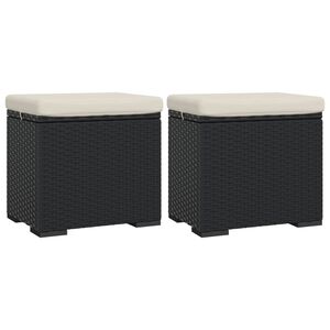 vidaXL Poufs avec coussins lot de 2 noir 40x30x40 cm r&eacute;sine tress&eacute;e