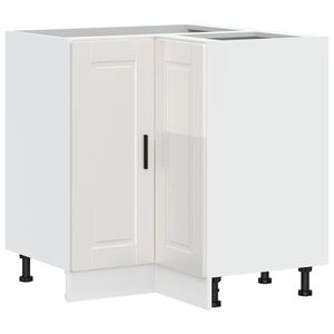 vidaXL Armoire d'angle de cuisine Porto blanc brillant bois ing&eacute;nierie