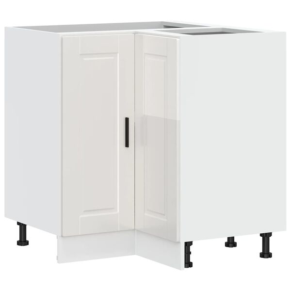 vidaXL Armoire d'angle de cuisine Porto blanc brillant bois ingénierie