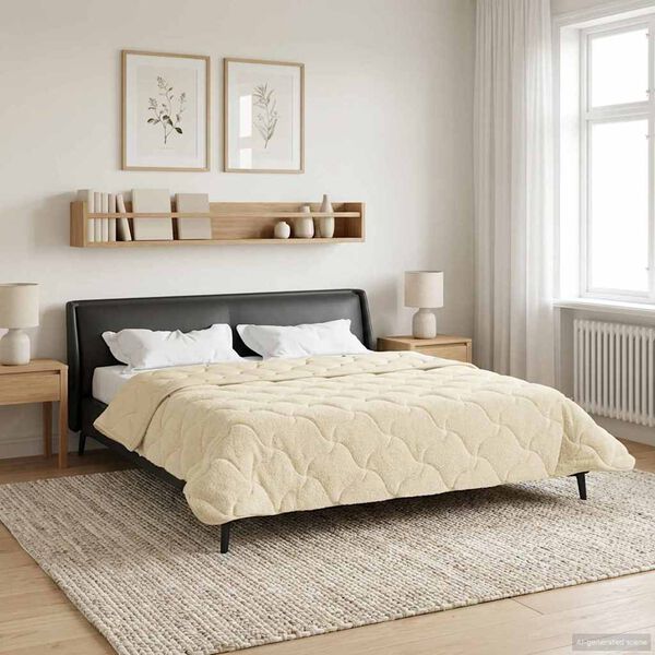 vidaXL Duvet d'&eacute;t&eacute; simple Matelass&eacute; Cr&egrave;me 200 x 220 cm