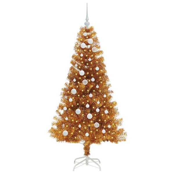 vidaXL Sapin de Noël avec 150 LED avec support Doré 150 cm PET