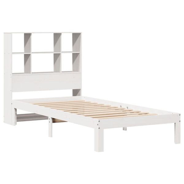 vidaXL Lit biblioth&egrave;que sans matelas blanc 90x200cm bois de pin massif