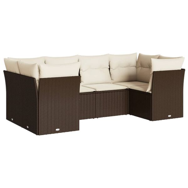 vidaXL Salon de jardin avec coussins 6 pcs marron r&eacute;sine tress&eacute;e