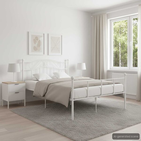 vidaXL Cadre de lit sans matelas blanc m&eacute;tal 120x200 cm
