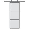 vidaXL Porte coulissante noir 76x205 cm verre trempé aluminium
