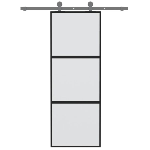 vidaXL Porte coulissante noir 76x205 cm verre trempé aluminium