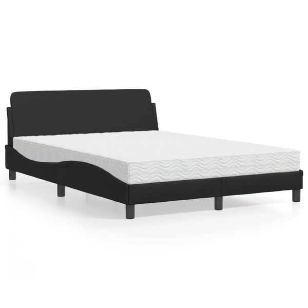 vidaXL Lit avec matelas Dover noir 140x200 cm similicuir