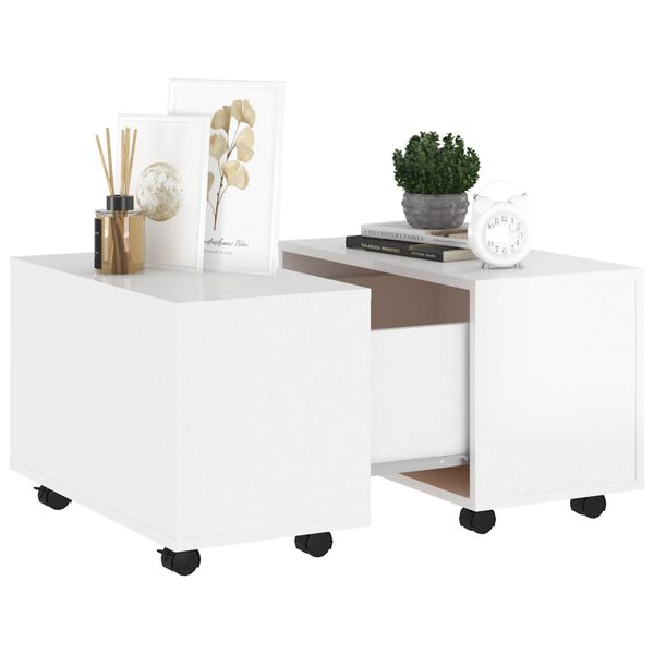 vidaXL Table basse blanc brillant 60x60x38 cm bois d'ingénierie
