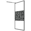 vidaXL Paroi de douche 115x195 cm Verre ESG avec design de pierre Noir