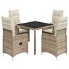 vidaXL Ensemble de bistro de jardin 5 pcs coussins beige poly rotin