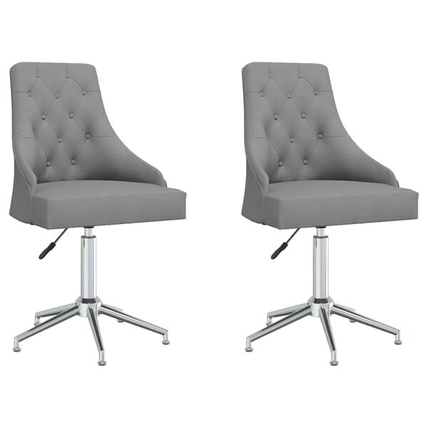 vidaXL Chaises pivotantes &agrave; manger lot de 2 Gris clair Tissu