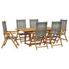 vidaXL Ensemble &agrave; manger de jardin 7 pcs gris rotin et bois massif