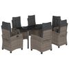 vidaXL Ensemble &agrave; manger de jardin et coussins 7 pcs gris rotin