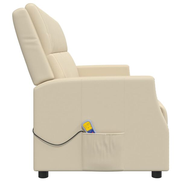 vidaXL Fauteuil de massage inclinable 3 places crème similicuir