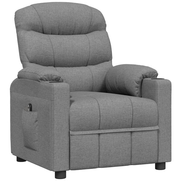 vidaXL Fauteuil inclinable &eacute;lectrique Gris clair Tissu