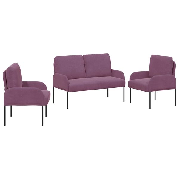 vidaXL Ensembles de canap&eacute;s 3 pcs Violet 115 x 56 x 80 cm Contreplaqu&eacute;