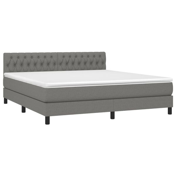 vidaXL Sommier &agrave; lattes de lit avec matelas Gris fonc&eacute; 180x200cm Tissu