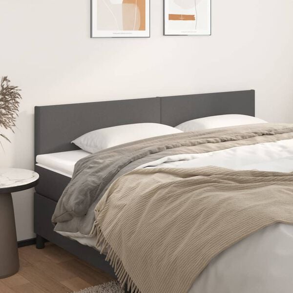 vidaXL T&ecirc;tes de lit 2 pcs Gris 80x5x78/88 cm Similicuir
