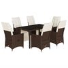 vidaXL Ensemble de bistro de jardin 7 pcs coussins marron poly rotin