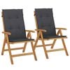 vidaXL Chaises de jardin inclinables lot de 2 et coussins teck massif