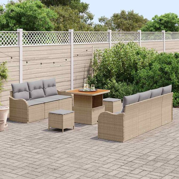 vidaXL Ensemble de canap&eacute; de jardin 10 pcs Beige et Gris clair
