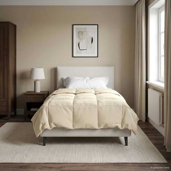 vidaXL Duvet complet toute l'ann&eacute;e Cr&egrave;me 140 x 220 cm Microfibre