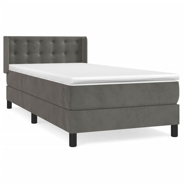 vidaXL Sommier &agrave; lattes de lit avec matelas Gris fonc&eacute; 100x200 cm