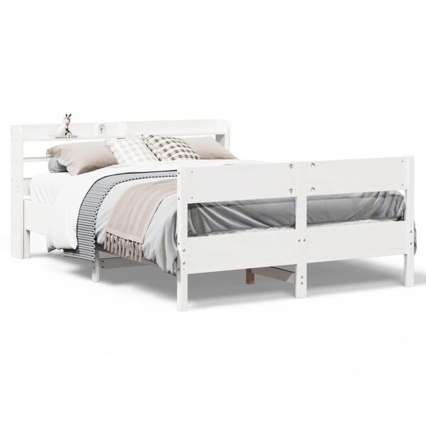 vidaXL Cadre de lit sans matelas blanc 135x190 cm bois de pin massif