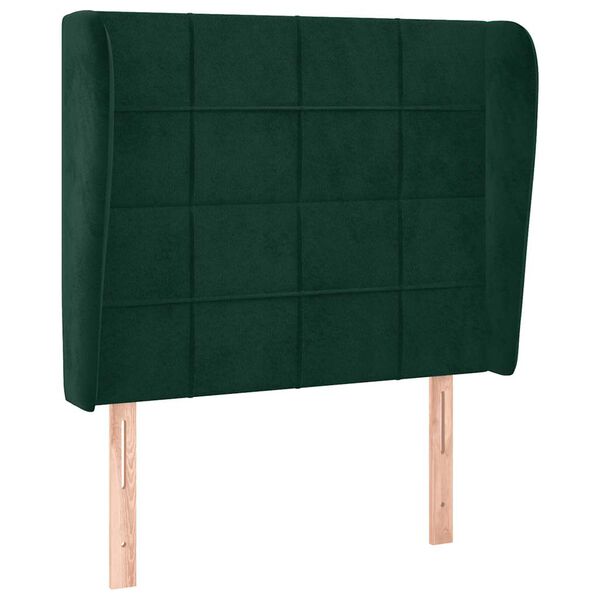 vidaXL T&ecirc;te de lit avec oreilles Vert fonc&eacute; 83x23x118/128 cm Velours