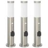 vidaXL Bornes lumineuses avec d&eacute;tecteur et prise lot de 3 50 cm acier inoxydable IP44