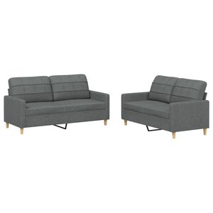 vidaXL Ensemble de canap&eacute;s 2 pcs avec coussins Gris fonc&eacute; Tissu