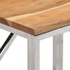vidaXL Table console argent&eacute; acier inoxydable et bois massif d'acacia