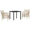 vidaXL Ensemble de salle &agrave; manger pour jardin 3 pc Beige polyrotin