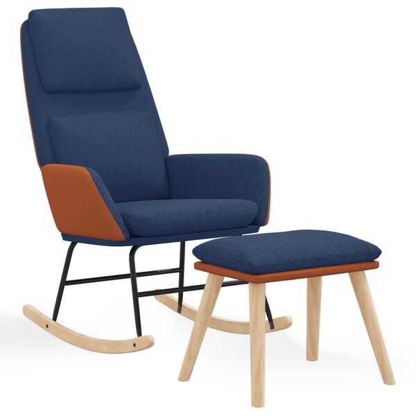 vidaXL Chaise &agrave; bascule avec repose-pied Bleu Tissu