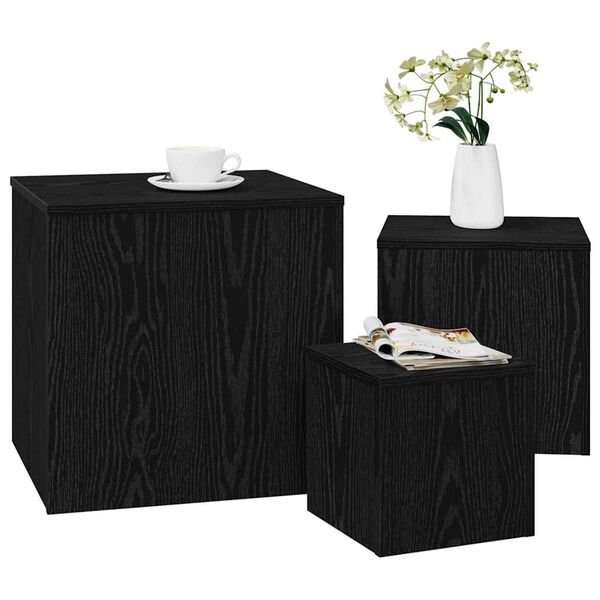 vidaXL Table Gigogne 3 pcs Chêne noir Bois d'ingénierie
