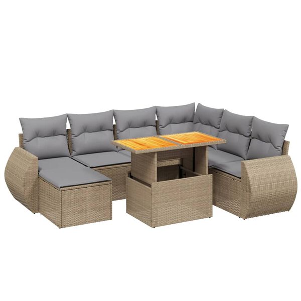 vidaXL Salon de jardin avec coussins 8 pcs beige r&eacute;sine tress&eacute;e