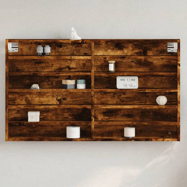 vidaXL Armoire &agrave; vitrine ch&ecirc;ne fum&eacute; 100x8,5x58 cm bois d'ing&eacute;nierie