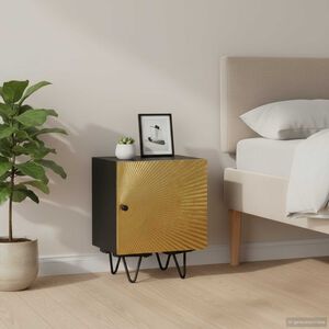 vidaXL Table de chevet avec front en laiton 40x30x50cm Manguier massif