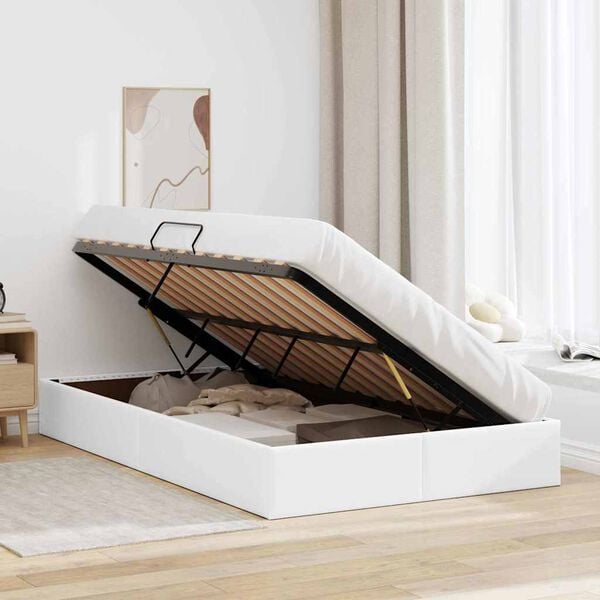 vidaXL Lit de Rangement avec matelas Blanc pur 120 x 190 cm Faux cuir