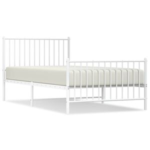 vidaXL Cadre de lit m&eacute;tal sans matelas et pied de lit blanc 100x200 cm